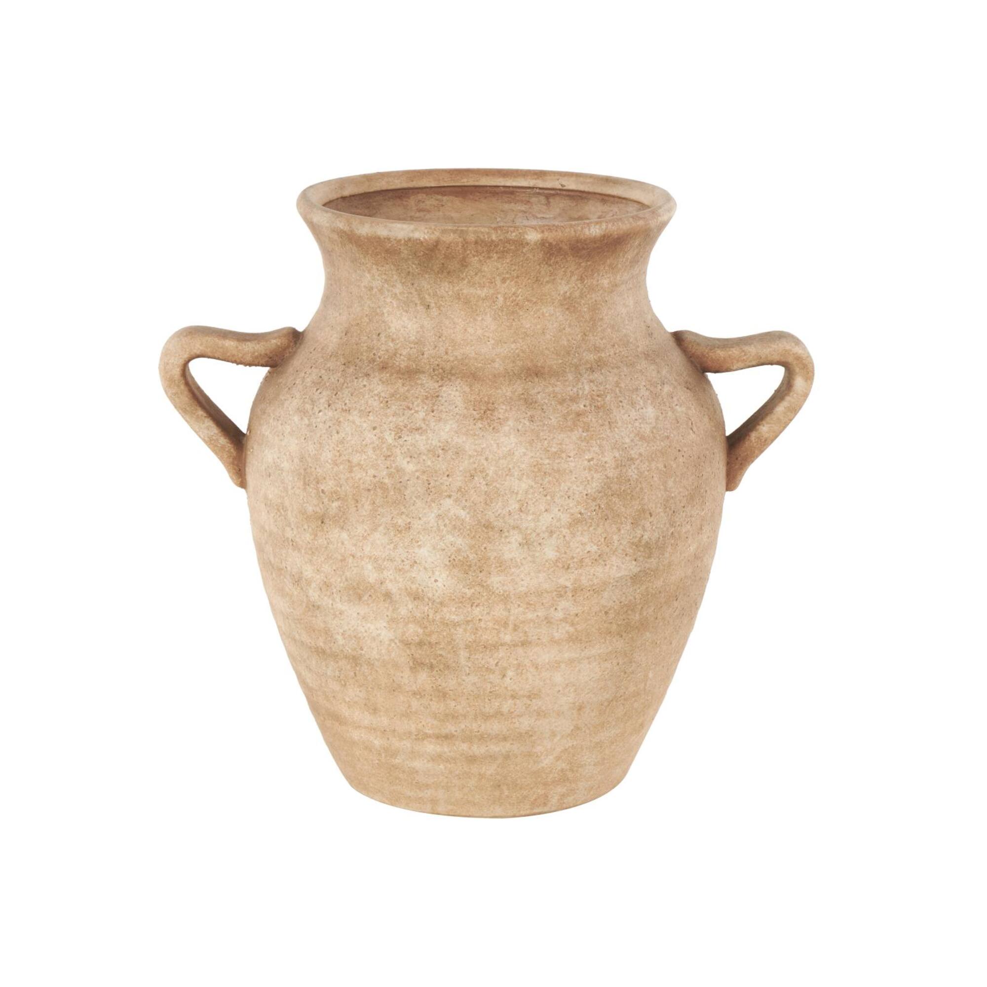 12.25" Copper Ceramic Antique Style Textured Vase with Handles